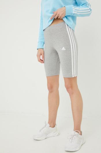 Kraťasy adidas dámské, šedá barva, s aplikací, medium waist