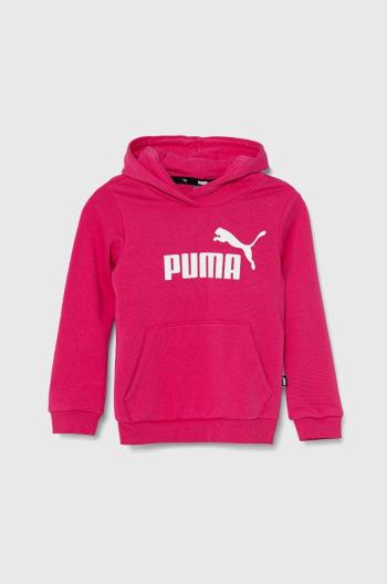 Dětská mikina Puma ESS Logo TR G růžová barva, s kapucí, vzorovaná