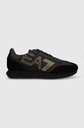 Kožené sneakers boty EA7 Emporio Armani Vintage černá barva
