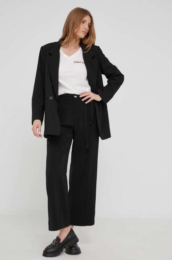 Kalhoty Answear dámské, černá barva, široké, high waist