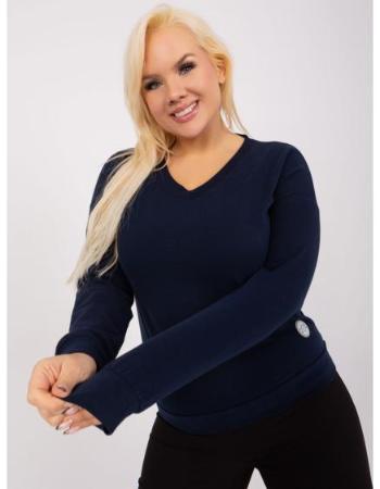 Dámská halenka s kapsičkou s nášivkou plus size námořnicky modrá