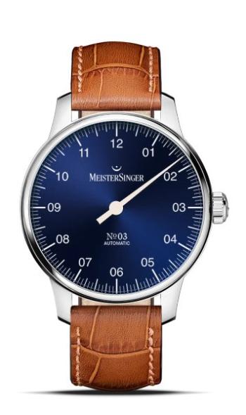 MeisterSinger N°03 38mm BM9908 - Světle hnědý kožený řemínek