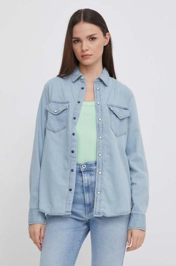 Džínová košile Pepe Jeans Ivy dámská, regular, s klasickým límcem, PL304846PF8