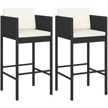Barové stoličky 2 ks s poduškami černé polyratan, 316657 (316657)