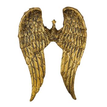 Zlatá dekorativní křídla spojená korunkou - 11*2*15 cm 6PR4693
