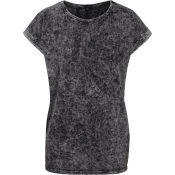 Build Your Brand Ležérní dámské tričko Acid Washed - Tmavě šedá / bílá | XXL