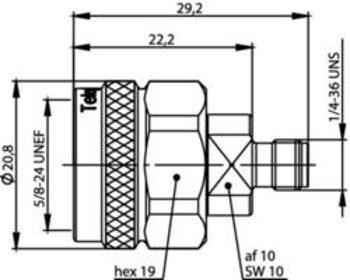 Koaxiální adaptér Telegärtner J01027T0018, N zástrčka - SMA zásuvka, 1 ks