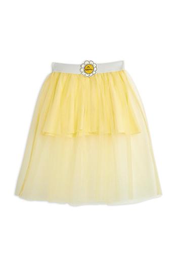 Dětská sukně Mini Rodini žlutá barva, midi, áčková