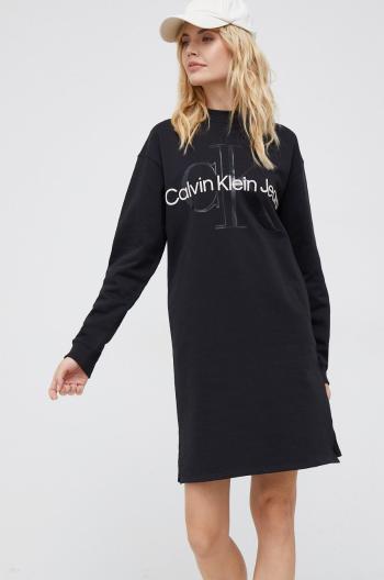 Bavlněné šaty Calvin Klein Jeans černá barva, mini