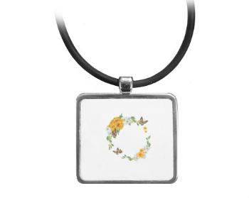 Medailonek malý obdelník Květinový rámeček s motýly