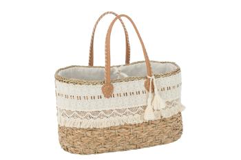 Plážová pletená taška se zdobnou krajkou Beach Bag Lace L - 52*25*30cm 33233