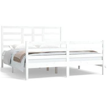 Rám postele bílý masivní dřevo 160 × 200 cm, 3105871 (3105871)