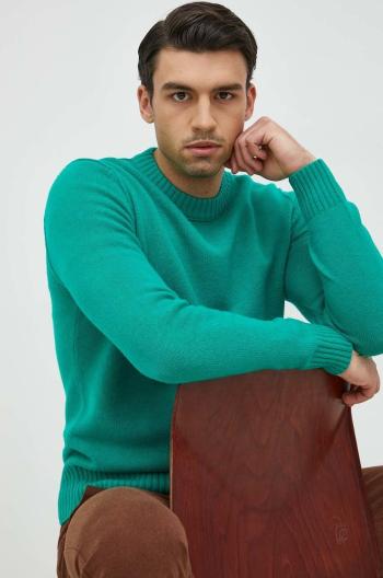 Vlněný svetr BOSS BOSS ORANGE pánský, zelená barva