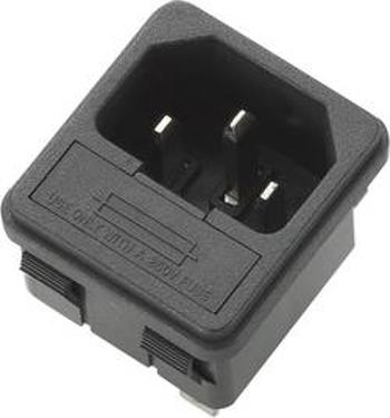 IEC zástrčka C13/C14 TRU COMPONENTS C14, zástrčka, vestavná rovná, počet kontaktů: 3, 10 A, 250 V, černá, 1 ks