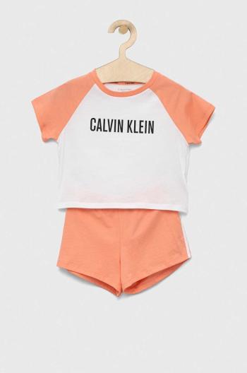 Dětské bavlněné pyžamo Calvin Klein Underwear oranžová barva