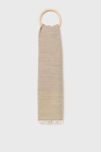 Šátek z vlněné směsi Sisley béžová barva, melanžový