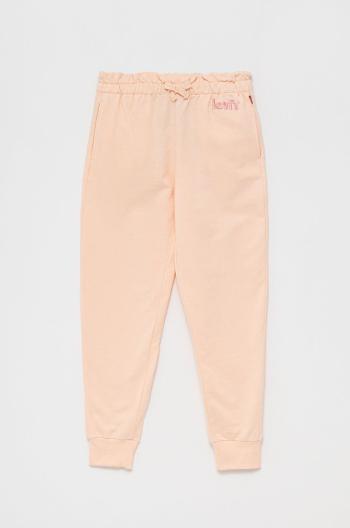 Dětské kalhoty Levi's oranžová barva, s aplikací