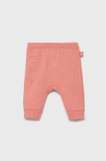Dětské bavlněné kalhoty United Colors of Benetton růžová barva, hladké