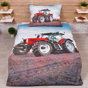 TP Bavlněné povlečení 140x200+70x90 Traktor Red (ve tmě svítí)