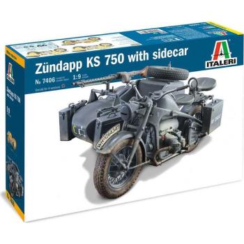 Italeri Model Kit military Zundapp KS 750 with sidecar 1:9