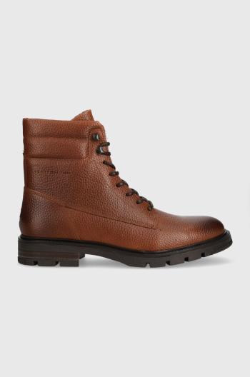 Kožené boty Tommy Hilfiger WARM PADDED HILFIGER LTH BOOT pánské, hnědá barva, FM0FM04802