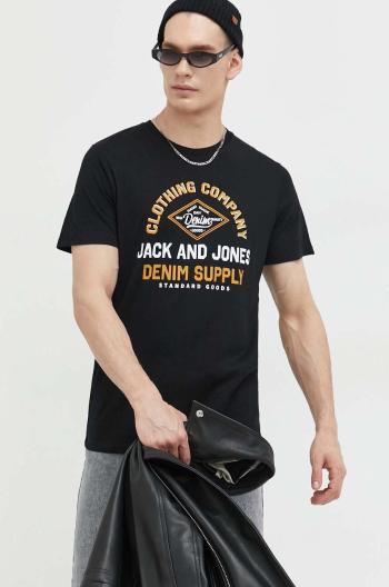 Bavlněné tričko Jack & Jones JJSTAR černá barva, s potiskem, 12231477