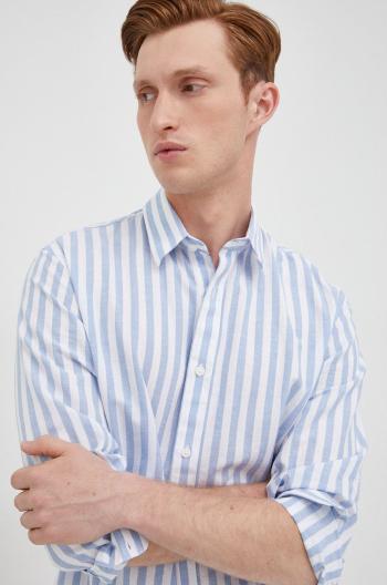 Košile ze směsi lnu Selected Homme pánská, slim, s klasickým límcem
