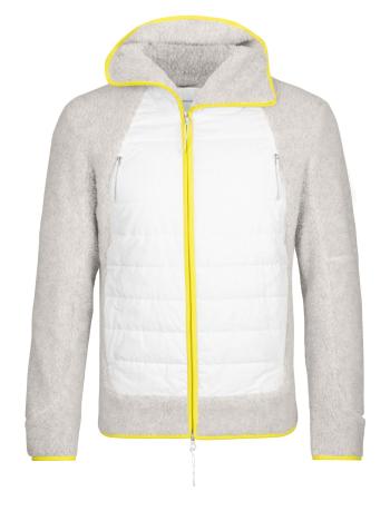 pánská merino mikina, zip ICEBREAKER Mens RealFleece Sherpa LS Zip Hood, Ecru Heather/Snow/Shine (vzorek) velikost: M