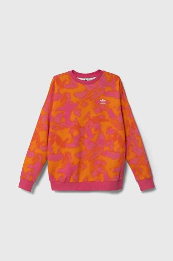 Dětská mikina adidas Originals oranžová barva, vzorovaná