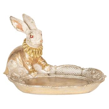 Zlatý dekorační talíř s králíkem - 15*11*09 cm 6PR2522