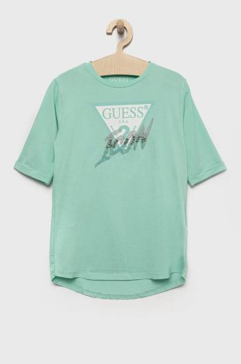 Dětské tričko Guess tyrkysová barva