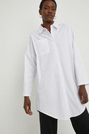 Bavlněné tričko Answear Lab bílá barva, relaxed, s klasickým límcem