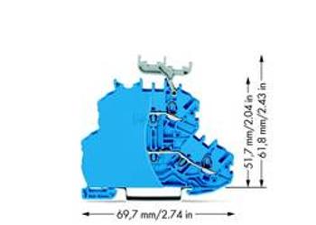 Dvojitá průchodková svorka WAGO 2000-2234/099-000, osazení: N, pružinová svorka, 4.20 mm, modrá, 50 ks