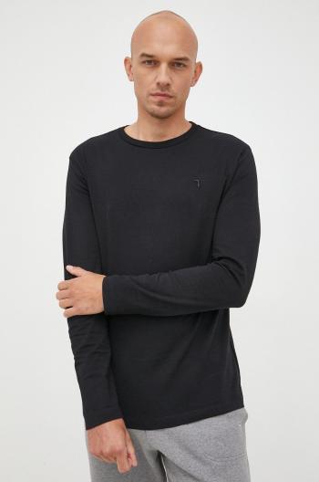 Bavlněné tričko s dlouhým rukávem Trussardi černá barva
