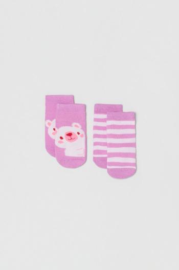 Kojenecké ponožky OVS 2-pack fialová barva