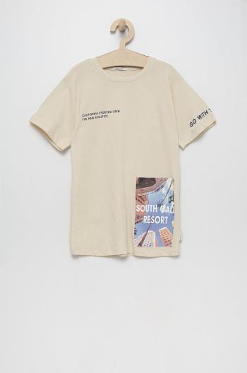 Dětské bavlněné tričko Tom Tailor béžová barva, s potiskem