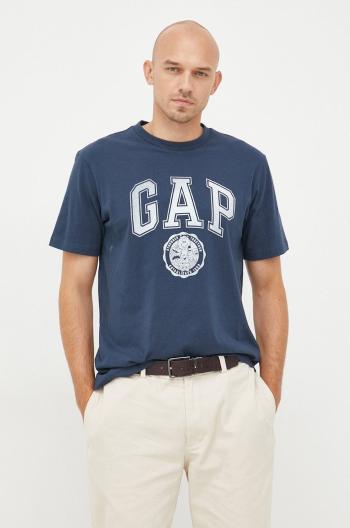 Bavlněné tričko GAP tmavomodrá barva, s potiskem