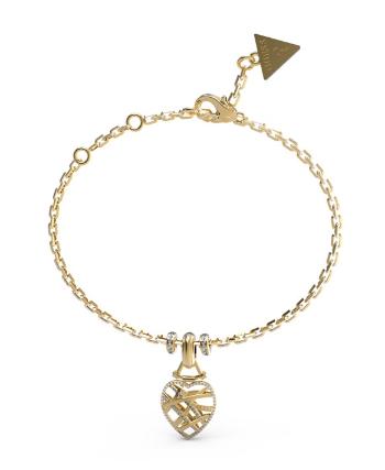 Guess Módní pozlacený náramek se srdíčkem Heart Cage JUBB03100JWYGS