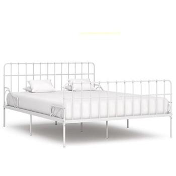 Rám postele s laťkovým roštem bílý kov 200x200 cm (284607)