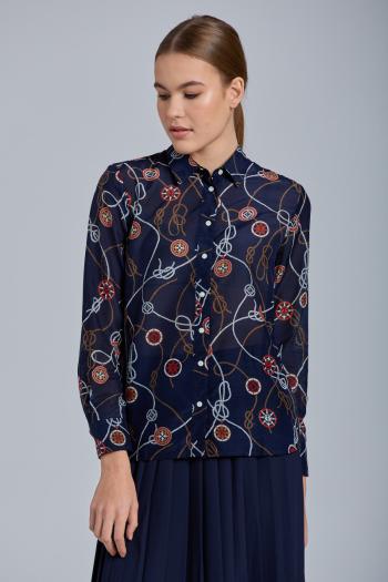 KOŠILE GANT D1. SAILING PRINT COT SILK SHIRT modrá 34