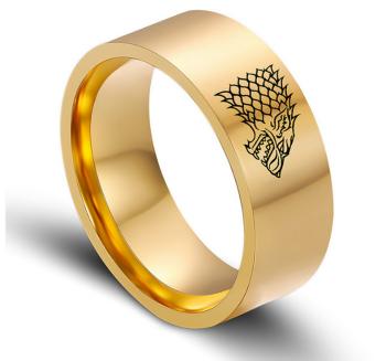 Ziskoun Zlatý prsten z chirurgické oceli se Stark house z Games of Thrones-Hra o trůny SR000066 Velikost: 12