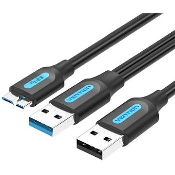 Vention USB 3.0 to Micro USB Cable with USB Power Supply 0.5M Black PVC Type (CQPBD)