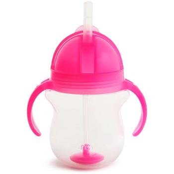 Munchkin Click Lock™ Tip & Sip hrnek s brčkem se závažím Pink 6 m+ 207 ml