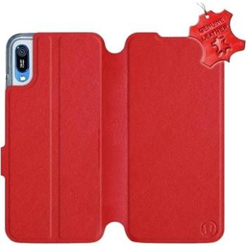 Flip pouzdro na mobil Huawei Y6 2019 - Červené - kožené -   Red Leather (5903226885541)