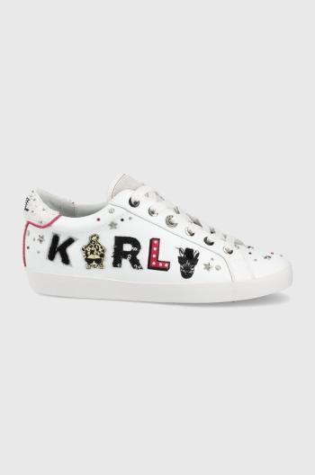 Kožené boty Karl Lagerfeld Skool bílá barva