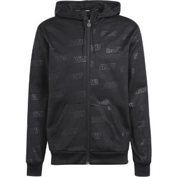 adidas EMBOSSED FULL-ZIP HOODIE Pánská mikina, černá, velikost