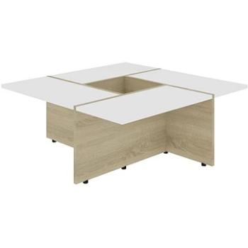 Konferenční stolek bílý a dub sonoma 79,5x79,5x30cm dřevotříska (802908)