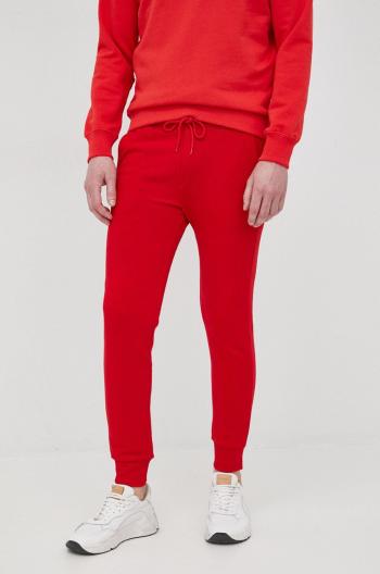 Kalhoty United Colors of Benetton pánské, červená barva, hladké