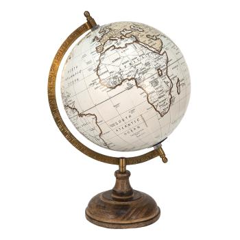 Šedý dekorativní glóbus na dřevěném podstavci Globe  - 22*22*33 cm 64922