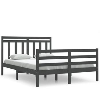 Rám postele šedý masivní dřevo 140 × 200 cm, 3105317 (3105317)